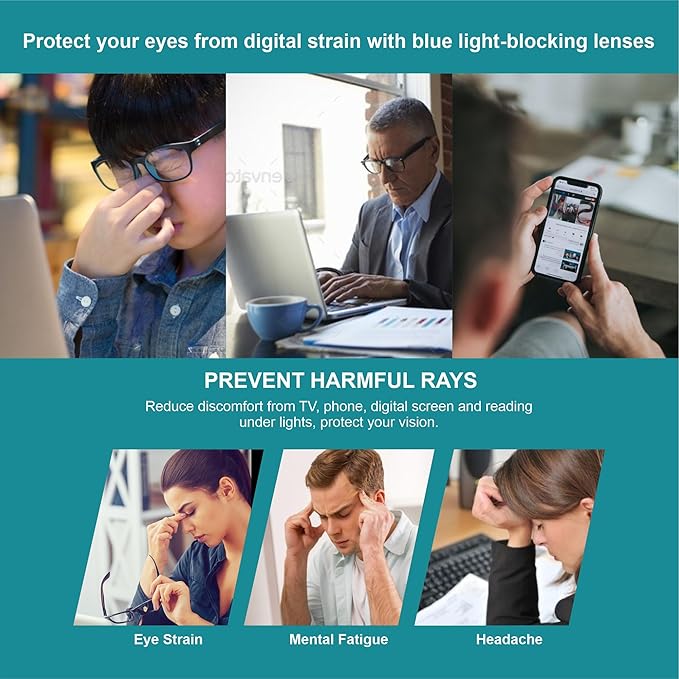 Blue Light Glasses for Woman Men | 99% Blue Light Blocking Glasses | Computer Glassess | Gaming | TV Phone Screen Reader Square Frame | Anti Eyestrain & UV Glare,1 Pack
