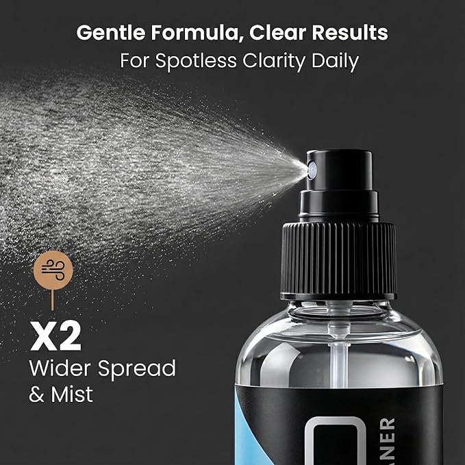 EVEO Eyeglass Cleaner Spray - No Streaks Technology with Microfiber Cleaning Cloth- Glasses Cleaning Kit - Glasses Cleaner Spray with Lens Cleaner Cloth - Screen & Eye Kit - 1 Pack
