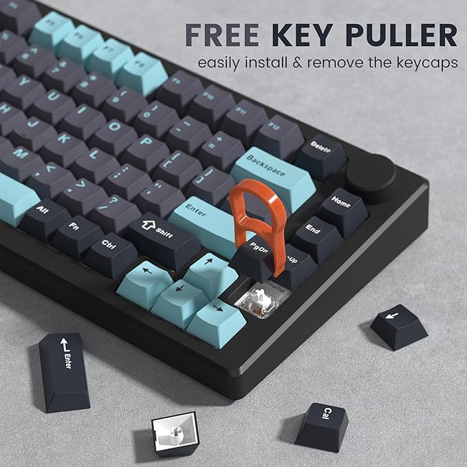 dagaladoo PBT Keycaps,Grey/Dark Blue keycaps 60% 65% 100%, Japanese Style Custom Keycap, Cherry Profile Keyboard Key caps for 60% 65% 75% 100% TKL US Layout Mechanical Keyboard（138keys