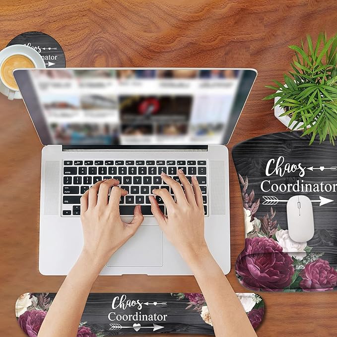 Ergonomic Mouse Pad, Mouse Wrist Rest Pad + Keyboard Wrist Rest Pad + Coaster, Made of Memory Foam, Easy to Use and Relieve Wrist Pain, Computer, Games, Office, Home - Chaos Coordinator