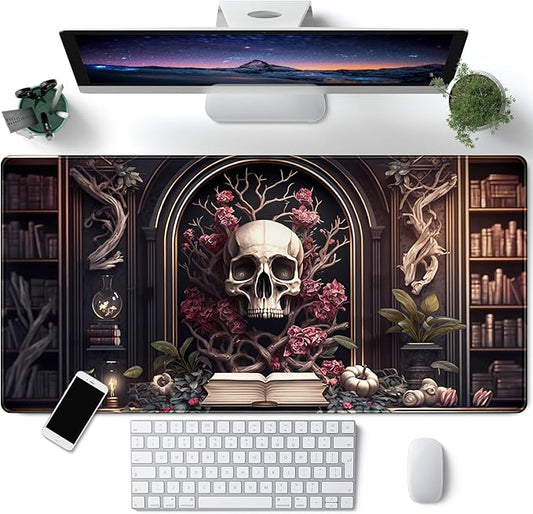 Gothic Large Mouse Pad XXL Desk Pad Gaming Mousepad Extended Keyboard Mat 31.5 x 15.7 in Black Fabric with Lycra Surface and Rubber Base