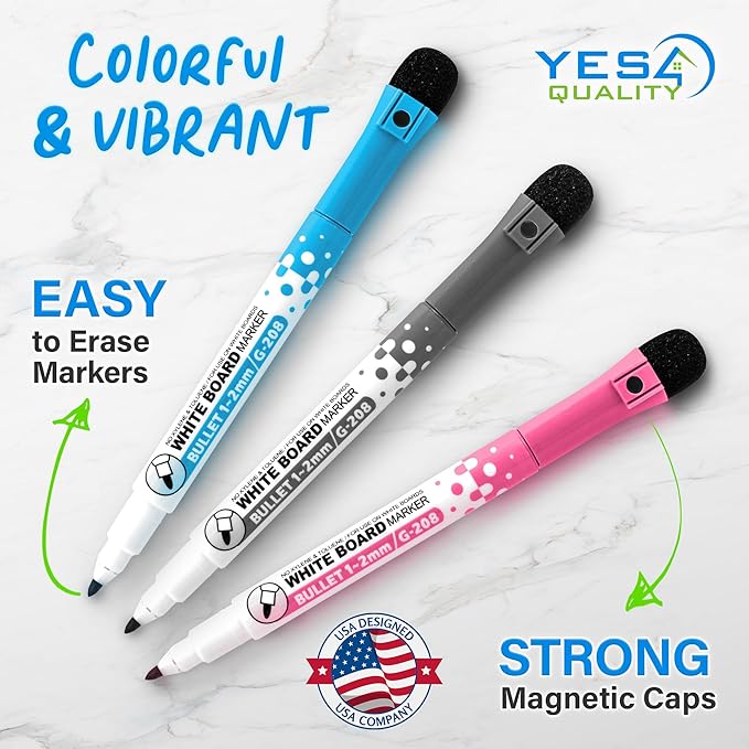 Magnetic Dry Erase Whiteboard Calendar for Fridge (16 x 12”), Refrigerator White Board Sheet w/ 3 Colorful Markers & Eraser, Monthly Meal Planner & Organizer for Family by Yes4Quality