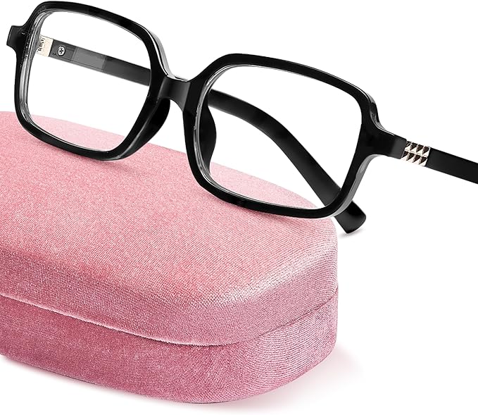 livho Blue Light Glasses for Women – Y2K Aesthetic Frame with Blush Pink Case, 90s Vibe for Screen Time Blue Light Blocking