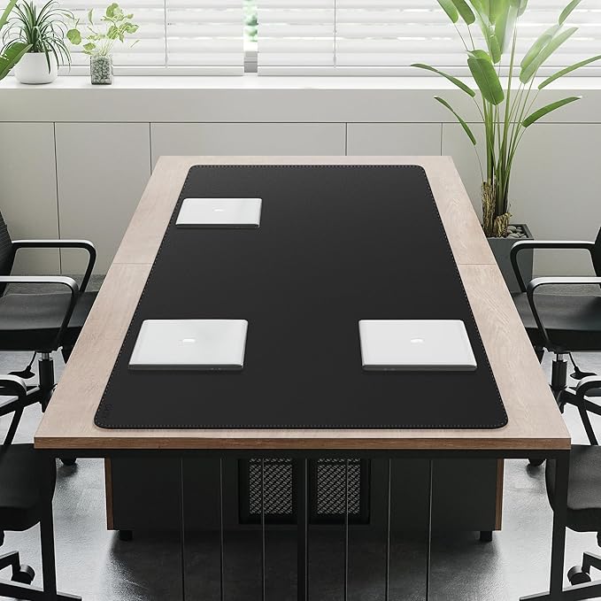 Cacoy 74.8'' x 27.5'' Leather Desk Mat, PU Leather Desk Pad Blotter Protector, Large Computer Mouse Pad, Waterproof Writing Mat, Desktop Matt for Desktop, Office Table Cover Pad (Black)