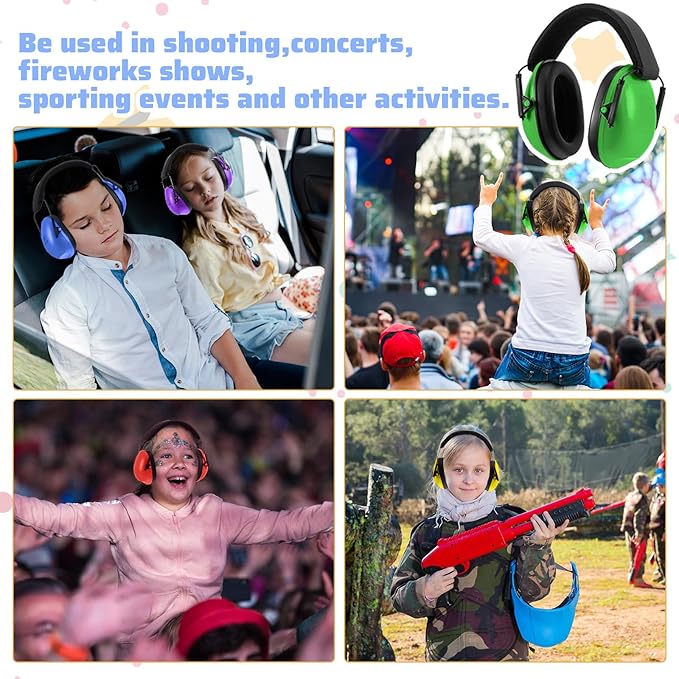 Amylove 12 Pcs Kids Ear Protection Noise Cancelling Headphones Ear Muffs Bulk 27db Adult Noise Reduction Hearing Earmuff(Universal Fit (kids & Adults),Rainbow Style)