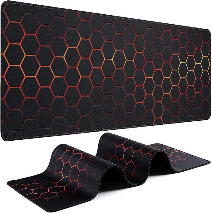 Gaming Mouse Pad - (31.5"×11.8") Honeycomb Large Mouse Pads for Desk - Desk Mat for Keyboard and Mouse with Non-Slip Base, Desks Pad Matfor Game/Office & Home