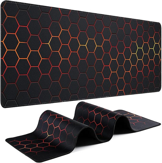 Gaming Mouse Pad - (31.5"×11.8") Honeycomb Large Mouse Pads for Desk - Desk Mat for Keyboard and Mouse with Non-Slip Base, Desks Pad Matfor Game/Office & Home