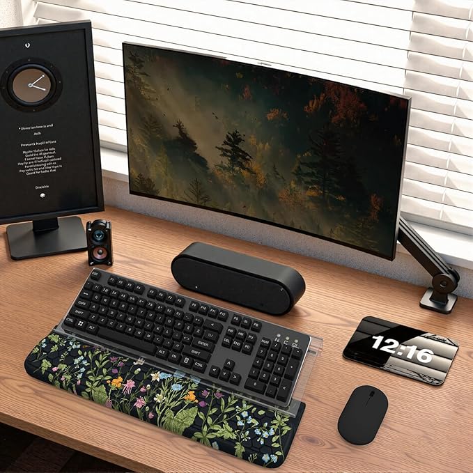 HAOCOO Acrylic Tilted Keyboard Riser, Wrist Rest for Computer 3-Level Height Adjustment, Hand Rest for Easy Ergonomic Typing, Keyboard Wrist Pad Work from Home
