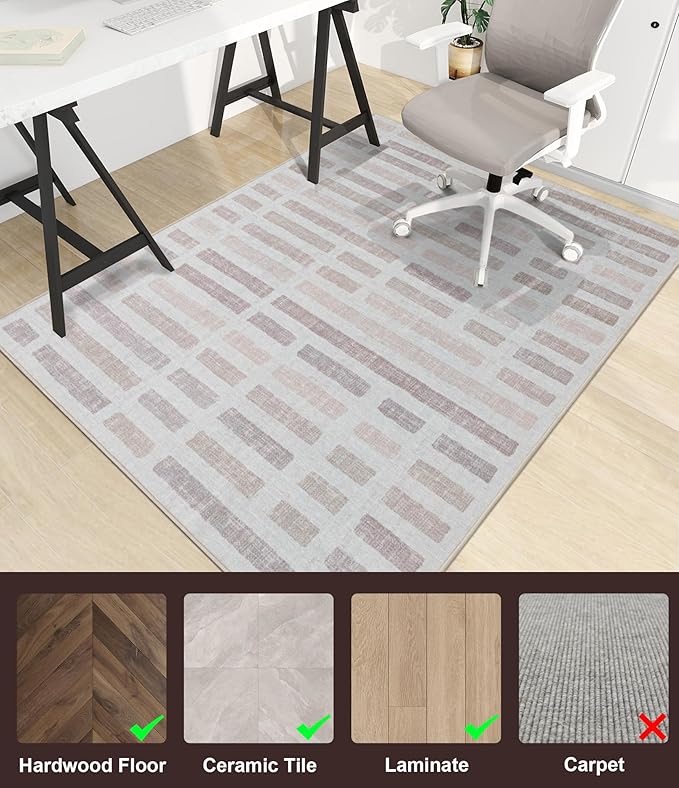 chakme Office Chair Mat for Hardwood Floor, 60"x45" Easy Glide Computer Desk Mat Protector for Rolling Chair Under Desk Rug Nonslip Backing, Machine Wash, (Plaid)