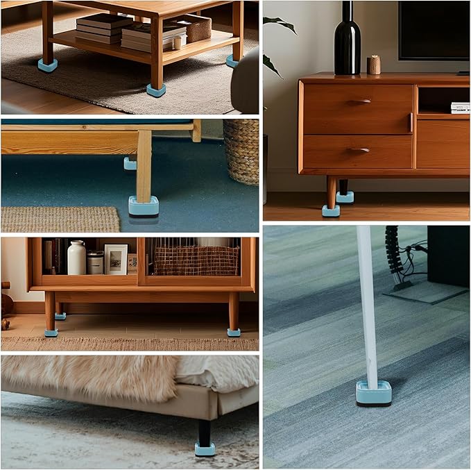4 Pack Furniture Risers, Adjustable Bed Risers Heavy Duty Stackable Bed Raisers for Table Desk Couch Chair Sofa Cabinet Bed Legs Lift Height 1"