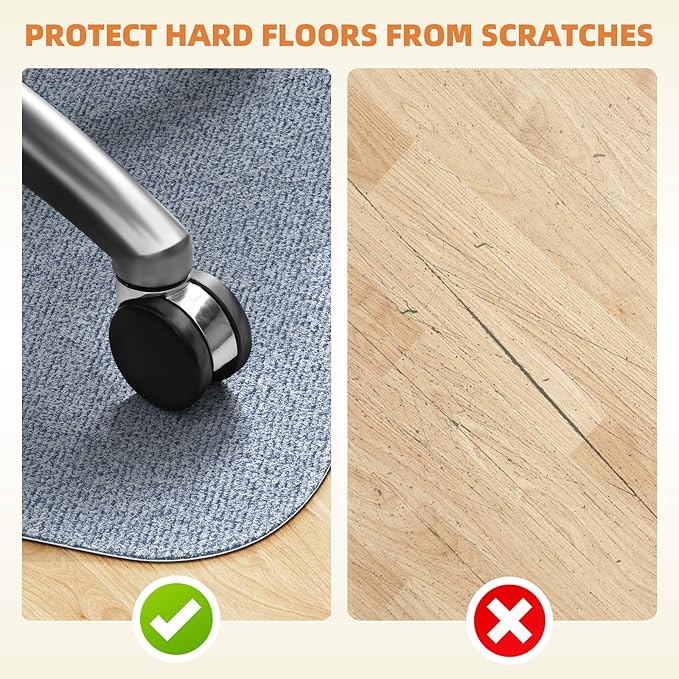 HomeMall Office Chair Mat for Hardwood Floor, 55" x 35" Anti-Slip Mats for Rolling Chair, Large Computer Gaming Chair Mat, Tile Floors Protector for Office Home Gym, Light Gray