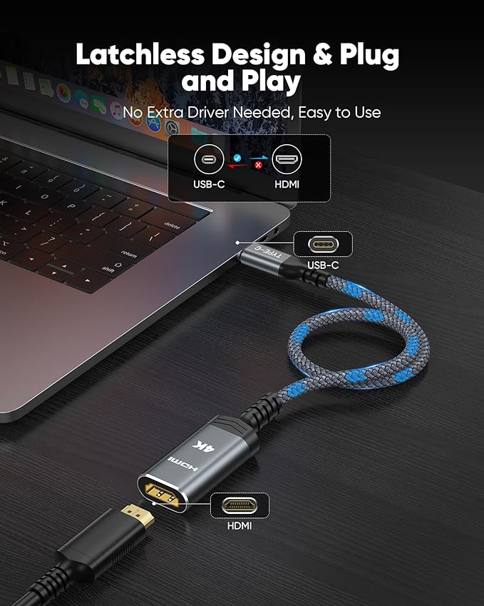 Highwings 4K USB C to HDMI Cable Adapter 2PACK, High Speed USB Type C to HDMI Adaptor, [Thunderbolt 3/4 Compatible] with iPhone 15 Pro/Max, MacBook Pro/Air, iPad Pro, iMac, XPS, Galaxy S8-S23