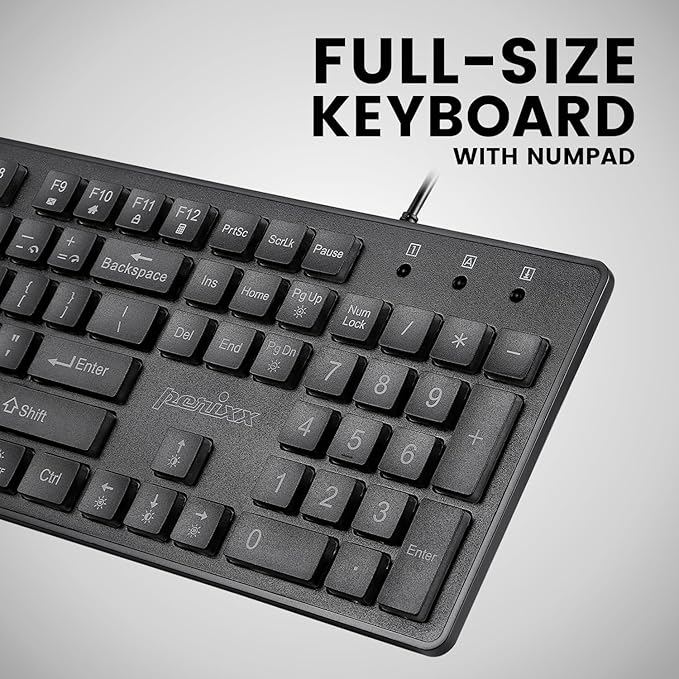 Perixx PERIBOARD-317RGB Wired Backlit USB Keyboard - Big Print Letter with RGB Illuminated LED - US English Layout