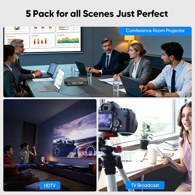 DisplayPort to HDMI Adapter, DP to HDMI Adapter 4K@30Hz, 5 Pack Gold-Plated Uni-Directional Display Port to HDMI Converter for PC, Laptop, Monitor, TV, Projector, NVIDIA/AMD GPU, Dell/HP Desktop