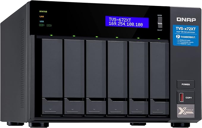 QNAP 6 Bay Thunderbolt NAS with 40TB Storage Capacity, Preconfigured RAID 5 Seagate IronWolf Drives Bundle (TVS-672XT-i3-8G-68S-US)