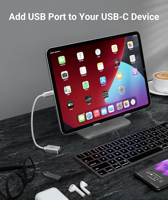 Syntech USB Type C to USB Adapter, Aluminum Alloy, Male to Female, 5 Gbps Transfer Speed, Compatible with iPhone, MacBook, iPad, Pixelbook, Dell, Surface, Lenovo, Samsung Galaxy