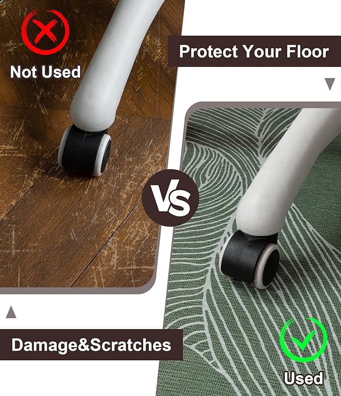 chakme Office Chair Mat for Hardwood Floor, 60"x45" Easy Glide Computer Desk Mat Protector for Rolling Chair Under Desk Rug Nonslip Backing, Machine Wash, (Leaf)