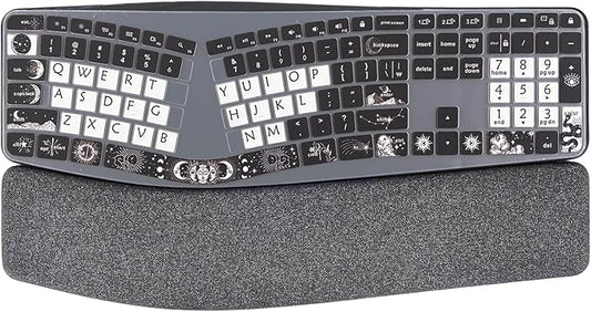 Cute Silicone Keyboard Cover for Logitech Ergo K860 Ergonomic Keyboard, US Layou, Sun and Moon