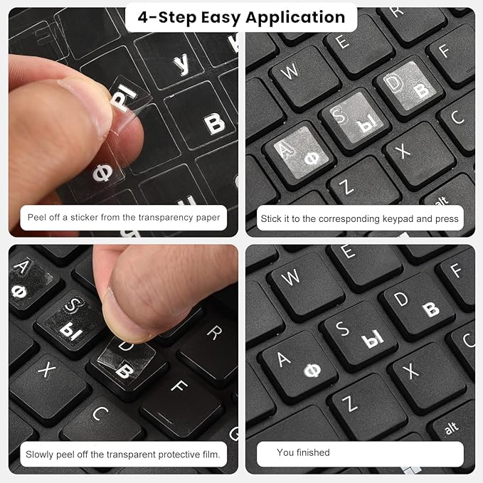 2PCS English Keyboard Letter Stickers - 3D Keyboard Letters Replacement Stickers English for Computer Laptop Desktop Keyboards, Borderless Alphabet Characters, Only Letter Leave on Keypads