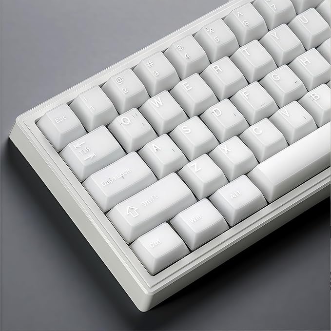 dagaladoo White Jade keycap 121-key Double Shot pbt keycaps Translucent keycaps Ceramic Cherry Profile Creamy Custom Keycap Set for 60%/65%/75%/TKL/96%/100% US Layout Mechanical Keyboard