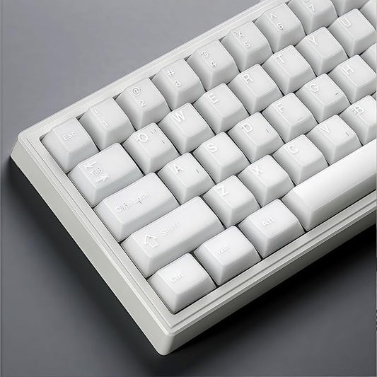 dagaladoo White Jade keycap 121-key Double Shot pbt keycaps Translucent keycaps Ceramic Cherry Profile Creamy Custom Keycap Set for 60%/65%/75%/TKL/96%/100% US Layout Mechanical Keyboard