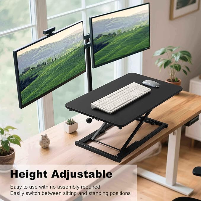 Standing Desk Converter Adjustable Height,Keyboard Riser for Stand Up Desk Riser,Computer Keyboard Stand for Desktop,Ergonomic Sit Stand Workstations for Home Office Black Size 23.6 Inch