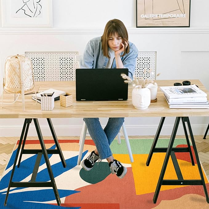 Office Chair Mat for Hardwood Floor, 48"x36" Easy Glide Computer Desk Mat Protector for Rolling Chair Under Desk Rug Nonslip Backing, Machine Wash (Modern)