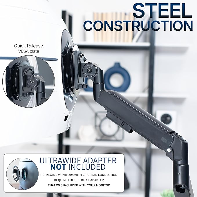 VIVO Heavy Duty Ultrawide Monitor Arm for 57 inch Screens up to 59.4 lbs, Desk Mount TV and Monitor Stand Designed for Samsung Odyssey Ark, Neo G9, ViewFinity S9, and More, Black, STAND-GT57