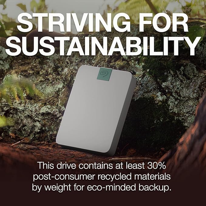 Seagate Ultra Touch HDD, 4TB, Externe harde schijf, Mac & Chromebook, gerecycled materiaal, USB-C-compatibiliteit met pc, Dropbox en Mylio inbegrepen, Cloud White, Data Rescue Service (STMA4000400)