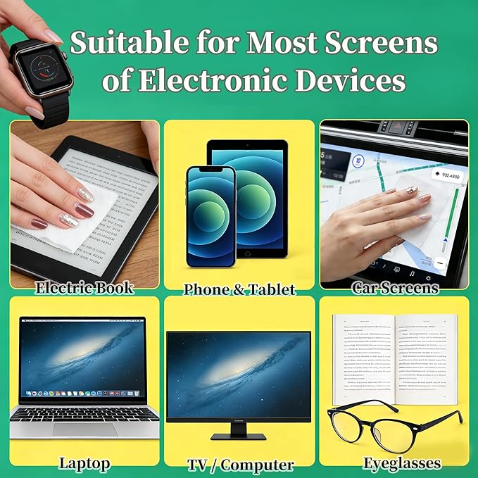 Screen Cleaner Lens Wipes for Electronics, 120 Count Eyeglass Cleaning Wipe for Screens Individually Wrapped, Electronic Wipes for Phone Laptop Computer Tablet Monitor TV