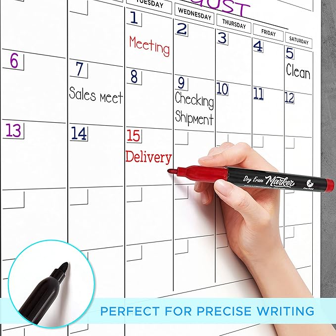 Large White Board Calendar 36"x48" Dry Erase Calendar for Wall Big Dry Erase Wall Calendar Yearly Monthly Wall Calendar Dry Erase Board Planner Includes 6 Markers Eraser Push Pins & Mounting Tape