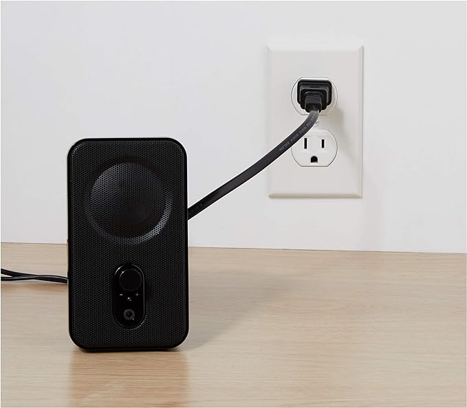Amazon Basics AC-Powered Computer Speakers for Desktop or Laptop PC with Volume Control, Headphone Jack, Black (US Version)