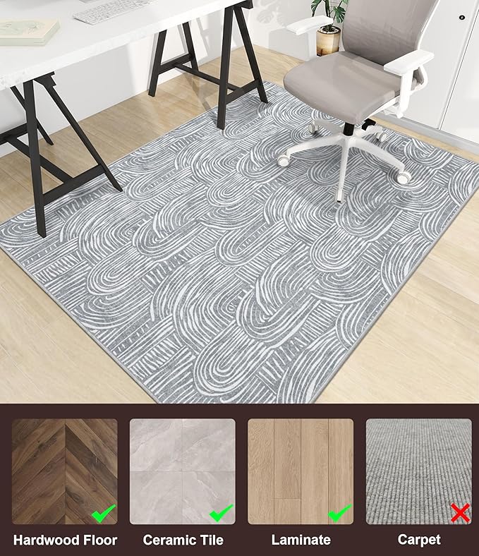 chakme Office Chair Mat for Hardwood Floor, 72"x48" Easy Glide Computer Desk Mat Protector for Rolling Chair Under Desk Rug Nonslip Backing, Machine Wash, (Arc)