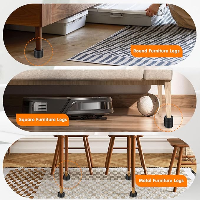 Furniture Risers Bed Risers Heavy Duty 1 inch, 2 inch, 3 inch, 4 inch Round Adjustable Bed Lifts Riser for Desk Legs Table Couch Sofa Chair Refrigerator Washing Machine (1 Inch, Black, 8 Pack )
