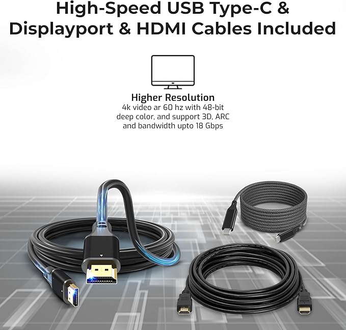 WD19 Dell Docking Station Dual Monitor - Dell USB C Dock with 180W Adapter, HDMI, DisplayPort, USB-C Cables & Cloth - Laptop Docking Station (WD19 180W)