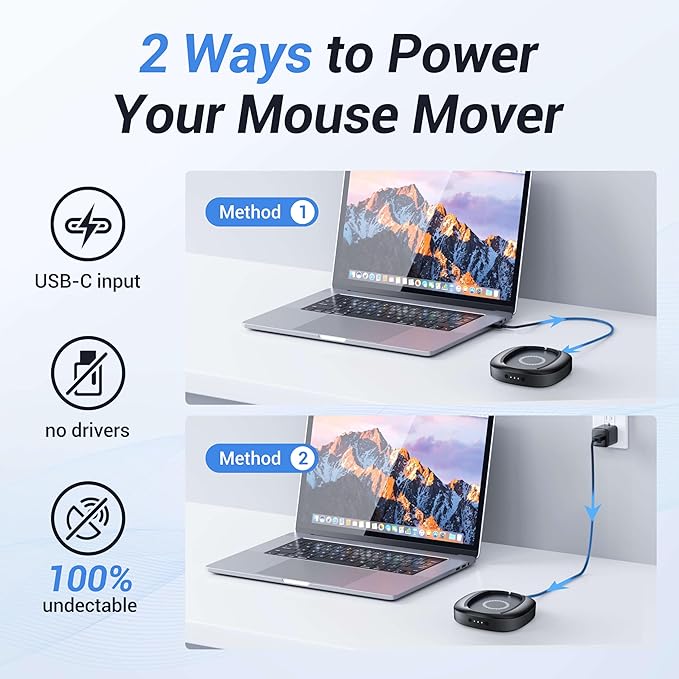 MEKASS Mouse Mover with Adjustable Interval Timer and Ultra-Silent Motor, Mouse Jiggler Simulates Real Mouse Movement, No Need Software, Mouse Jiggers for Keeping Computer Awake(Black)