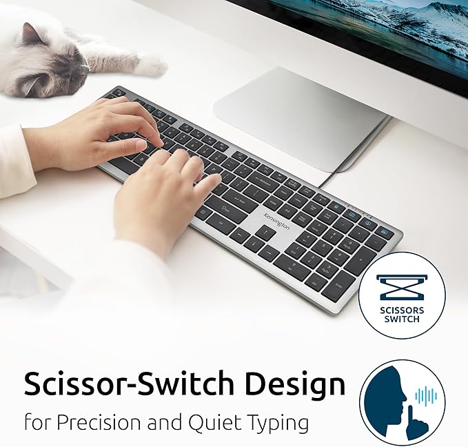 Kensington KB515 USB-C Wired Keyboard, QWERTY Full-Size Layout, Quiet Scissor-Switch Keys, Programmable, Copilot Hotkey, USB-A Adapter Included, Compatible with Windows, Black (K75410NA)