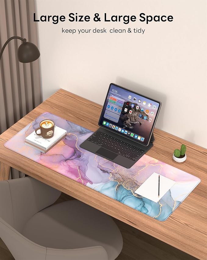 Fantasy Marble Mouse Pad, 31.5 x 11.8 Large Desk Mat with Stitched Edges & Non-Slip Base, Mousepad for Office, Home, Work