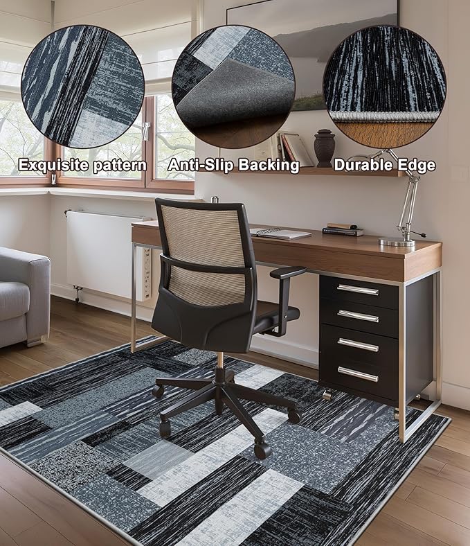chakme Office Chair Mat for Hardwood Floor, 60"x45" Easy Glide Computer Desk Mat Protector for Rolling Chair Under Desk Rug Nonslip Backing, Machine Wash, (Jigsaw)