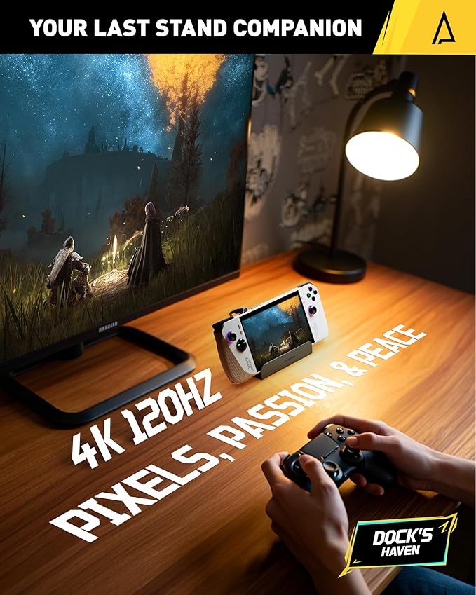 Maxonar 6 in 1 Docking Station with 65W Gan PD Charger (HDMI 2.1, 4K@120Hz) for ASUS ROG Ally X/Steam Deck OLED/Legion Go/MSI Claw with HDMI 2.1, 3*USB-A 3.0, 1000Mbps Ethernet, 100W USB-C