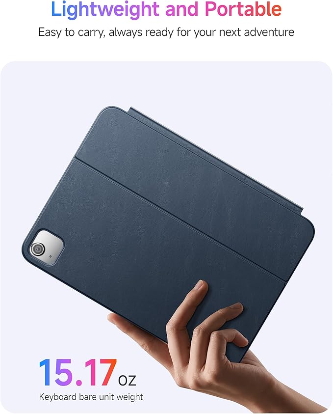 HOU Slim Bluetooth Keyboard Case for iPad Air 11 inch M4/M3/M2(2026/2025/2024), Air 5th/4th, Pro 11 (1st-4th Gen), Smart Folio, Magnetic Stand (2 Angles), Magnetic Charging, Synthetic Leather, Blue