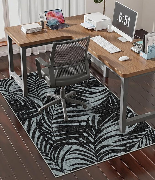 chakme Office Chair Mat for Hardwood Floor, 48"x36" Easy Glide Computer Desk Mat Protector for Rolling Chair Under Desk Rug Nonslip Backing, Machine Wash, (Leaf)