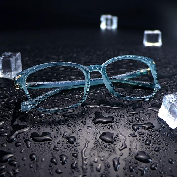 VisionGlobal Blue Light Blocking Glasses for Women Men, Stylish Square Frame(Slate Blue,No Magnification)