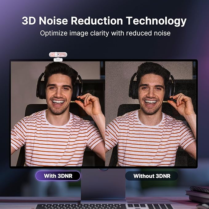 NexiGo N660P Pro 4K Webcam with Distortion-Free Lens, 1080p 60 fps Autofocus USB Streaming Camera, 3DNR, Noise-Canceling Mics & Privacy Cover, Web Cam for Gaming/Live Streaming/PC/Mac/Switch 2, Pink