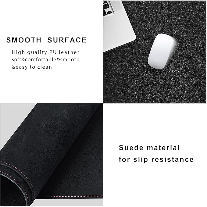 ZORESYN L Shaped Desk Mat (72+62) x23.6 Inch (Black) - XXL Reversible Corner Desk Pad, Waterproof PU Leather Desktop Protector for Gaming, Office & Home