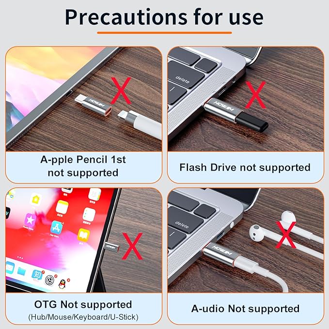 Light-ning to USB C Adapter 4 Pack,HOWJIM PD/QC Fast Charging 480Mbps Data Transfer,Type C Charger Converter Cable for Phone 17/16/15 Series,Pad Pro,G-alaxy,X-peria,P-ixel,Not for Headphones/OTG Gray