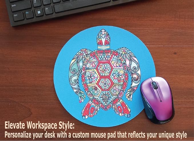 Personalized Mouse Pad - Add Pictures, Text, Logo or Art Design and Make Your Own Customized Mousepad. Each Custom Mouse Mat Comes in a Colorful Gift Bag. Personalized Your Gaming Mousepad (Round)