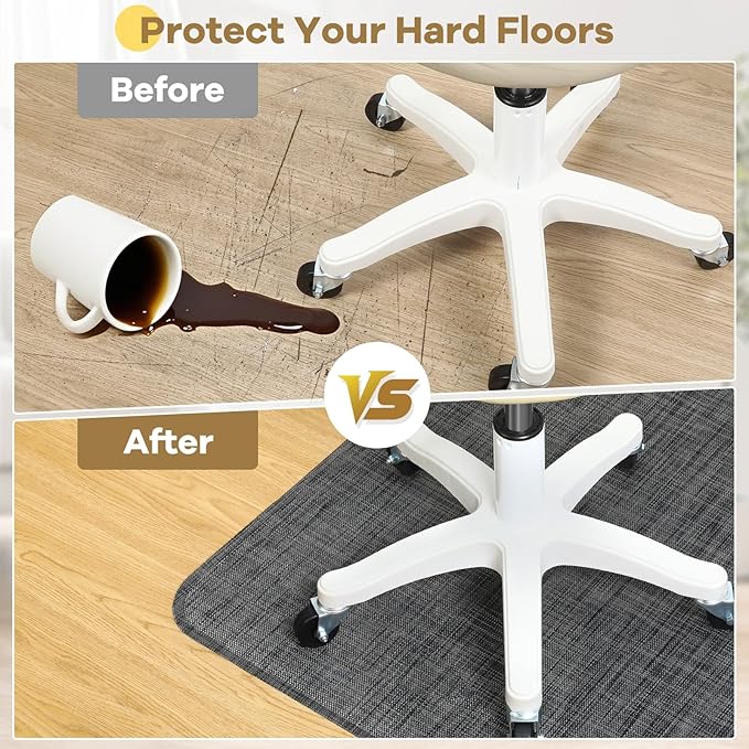 BesWin Large Office Chair Mat for Hardwood Floor, 48" x 60" Desk Floor Mat for Rolling Chair, Heavy Duty Anti-Slip Floor Protector Rug for Home Office, Black