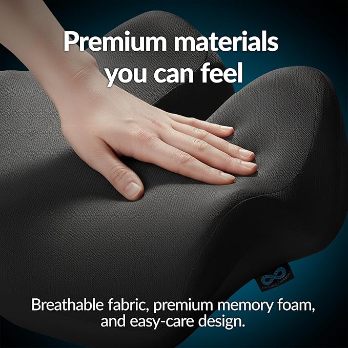 Everlasting Comfort Doctor Recommended Memory Foam Seat Cushion for Office Chairs & Car - Ergonomic Office Desk Accessories - Cushions for Tailbone Pain Relief, Sciatica (Charcoal Black, XX-Large)