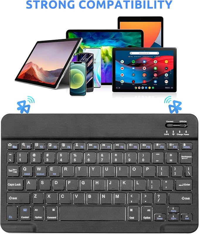 Amazon Fire HD 10/11/8 Wireless Keyboard,Universal Slim Portable Bluetooth Keyboard Compatible with Amazon Fire HD 10/11/8 with Built in Rechargeable Battery (10 Inch Black)